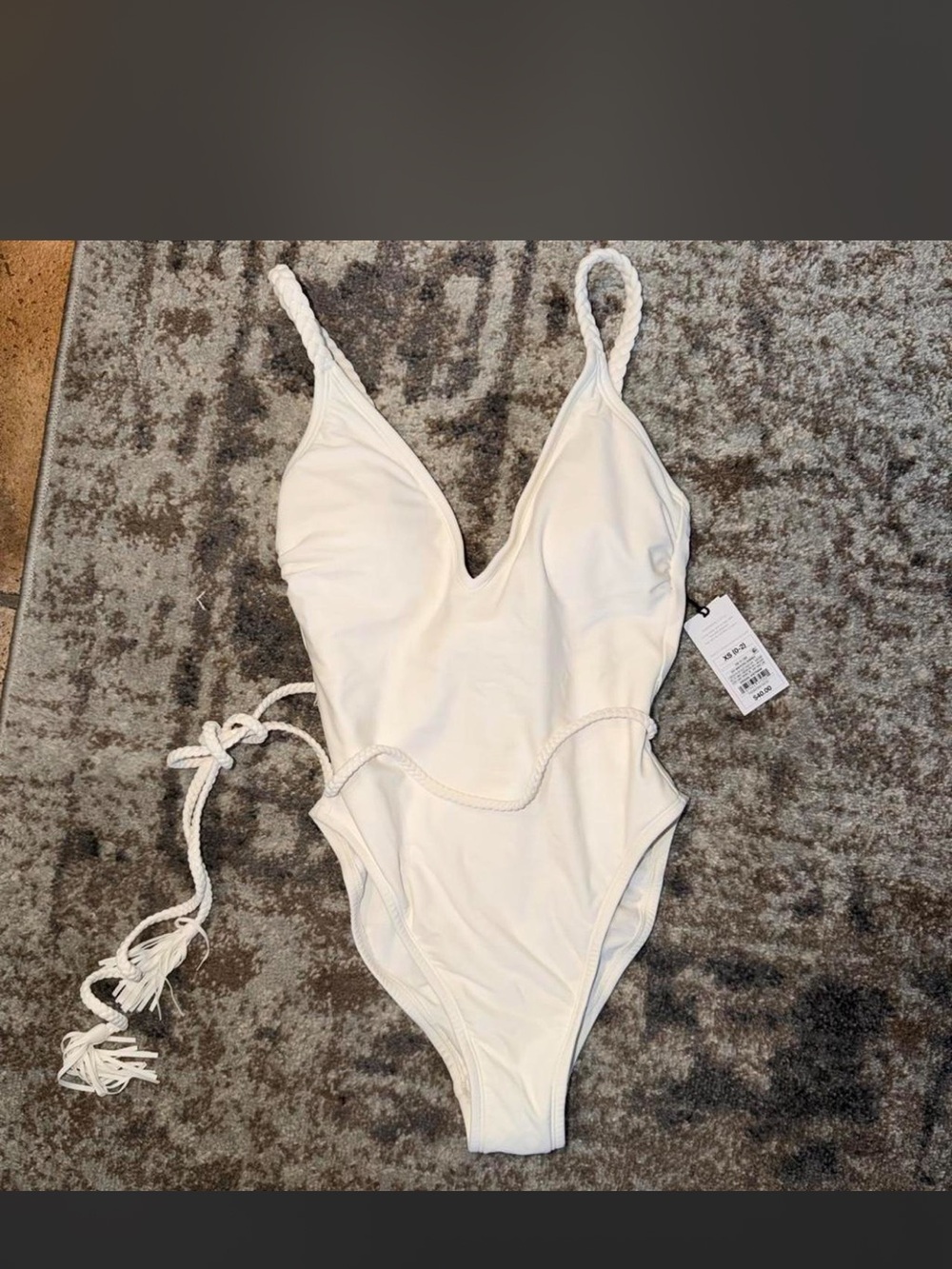 Shade & Shore White Braided-Strap One-Piece Swimsuit